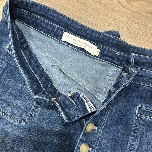 Pilcro And Letterpress Anthropologie Button Fly Jeans SZ 32 High Rise Slim Crop - Picture 2 of 4